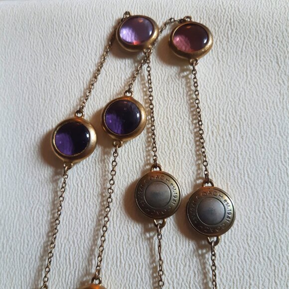 Rare Coach Medallion 44 Inch Logo & Multi-colour Glass Vintage Necklace - Picture 6 of 12